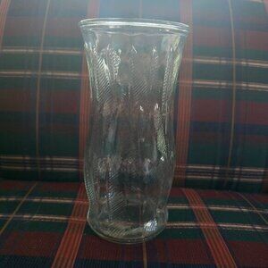 Vintage‎ Brody Co Clear Glass Vase Raised Wheat Stalk/Feather Pattern